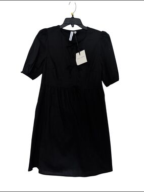 🌸 NWT GRACE & KARMA Black Tie-Front Short-Sleeve Dress MEDIUM